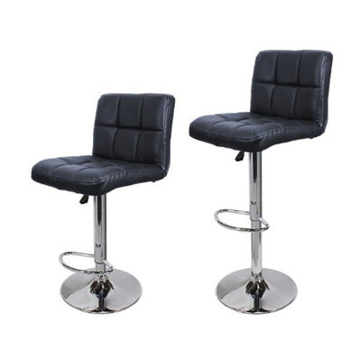 21.5 inch Swivel Bar Stool with Cushion Upholstery: Black