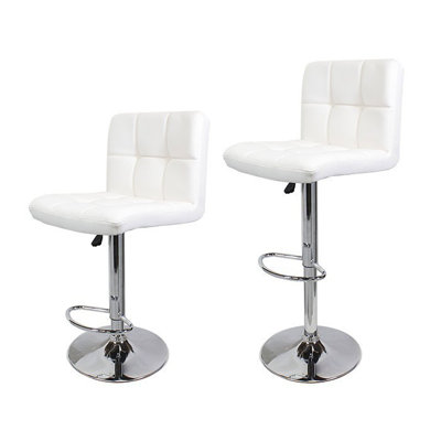 21.5 inch Swivel Bar Stool with Cushion Upholstery: White