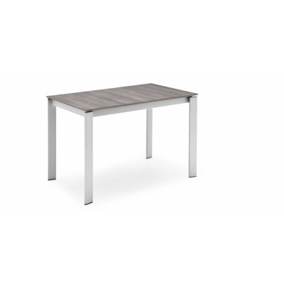 Eminence Metal Legs Extendable Dining Table Top Finish: Gray Oak, Size: 30 inch H x 51.25 inch W x 35.5 inch D, Base Finish: Satin