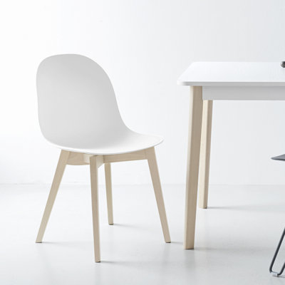 Academy 4 Leg Solid Wood Base Side Chair Upholstery: Matt Nougat, Finish: Graphite
