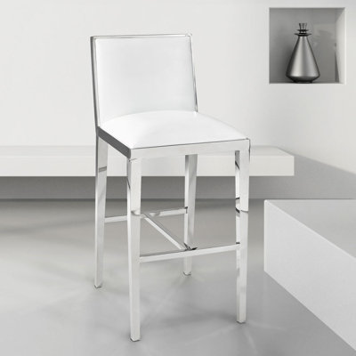 Castle Bar Stool Upholstery: Leather - White