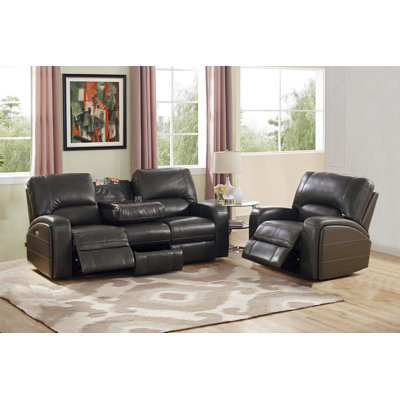 Red Barrel Studio RBRS2127 Woodhull Leather Sofa and Recliner Set