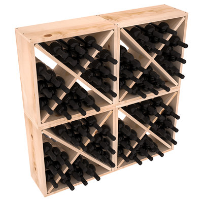 Karnes Pine Rustic Cube 96 Bottle Floor Wine Rack Finish: Natural