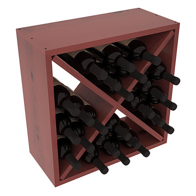 Karnes Pine Rustic Cube 24 Bottle Tabletop Wine Rack Finish: Cherry Satin