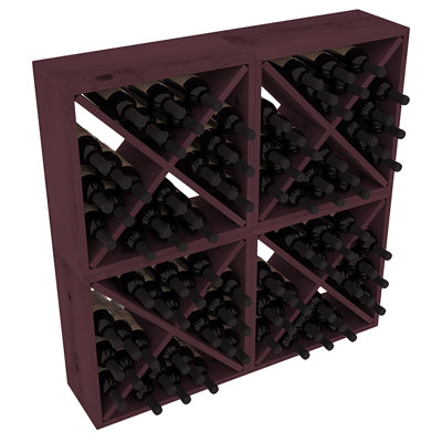 Karnes Pine Rustic Cube 96 Bottle Floor Wine Rack Finish: Burgundy