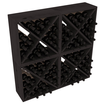 Karnes Pine Rustic Cube 96 Bottle Floor Wine Rack Finish: Black