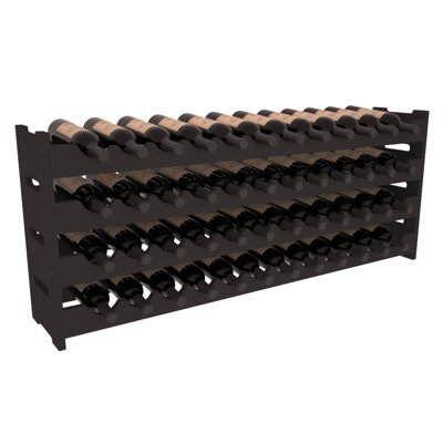 Karnes Pine Scalloped 48 Bottle Tabletop Wine Rack Finish: Black