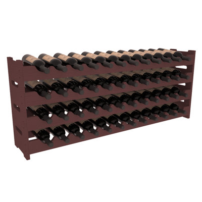 Karnes Pine Scalloped 48 Bottle Tabletop Wine Rack Finish: Walnut
