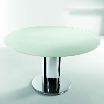Giro Extendable Dining Table Base Finish Stainless Steel Top Finish Gloss Extra White Glass