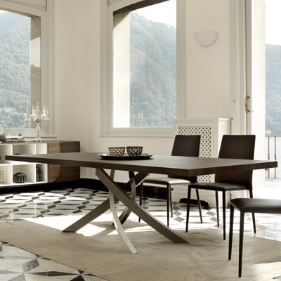 Artistico 79 inch Dining Table Base Finish: White Lacquered, Top Finish: Spessart Oak, Size: 29.5 inch H x 41.7 W x 98.4 inch H