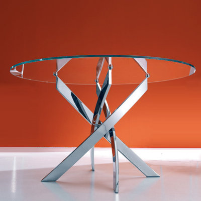 Barone Dining Table Table Shape Round Table Base Finish Chrome