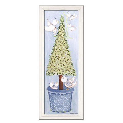 Bird Topiary Giclee Framed Art Color: Blue image