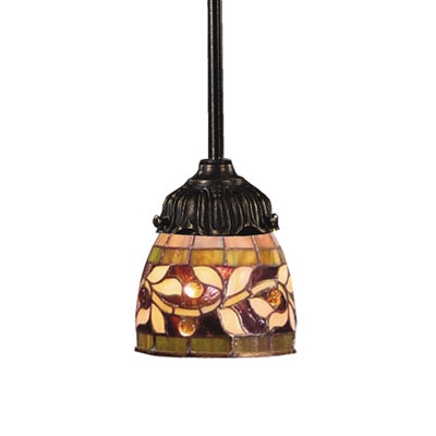 Mix-N-Match 1 Light Mini Pendant Finish: Tiffany Bronze with Leaves Design Glass Shade