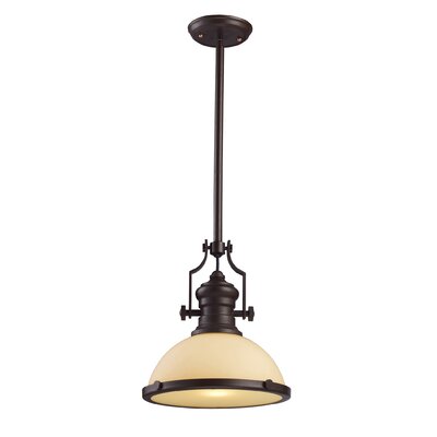 Chadwick 1 Light Pendant Shade Color: Amber Glass, Finish: Oiled Bronze