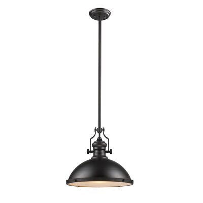 Chadwick 1 Light Pendant Shade Color: Amber, Finish: Oiled Bronze