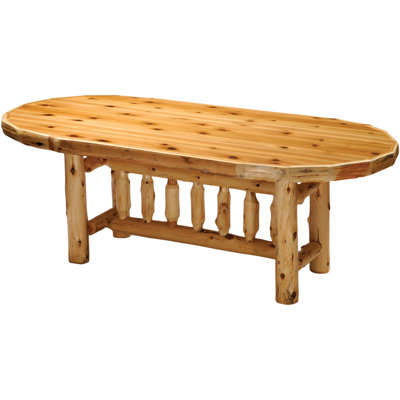 Traditional Cedar Log Oval Dining Table Finish: Standard, Size: 84 inch W x 30 inch H