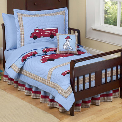 Sweet Jojo Designs Frankie’s Firetruck 5 Piece Toddler Bedding Set Firetruck-Tod