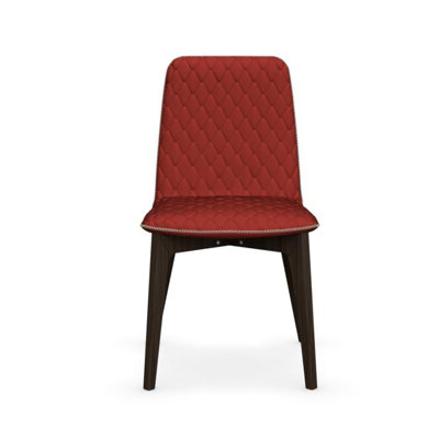 Sami Upholstered Wooden Chair Finish: Smoke, Upholstery: Red