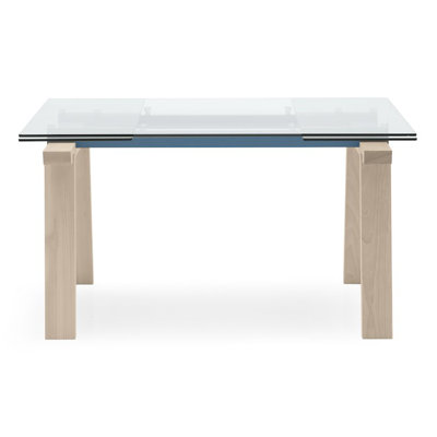 Levante extending and non extending table Base Finish Matt Sky Blue Bleached Beech