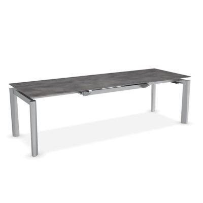 Esteso - Modern extending table Finish: Cement/Satin Steel