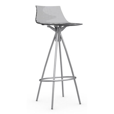 Ice 31.5 inch Bar Stool Finish: Satin Steel, Upholstery: Transparent Smoked Grey
