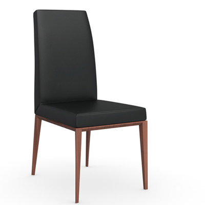 Bess Chair Upholstery: Leather - Black, Finish: Walnut