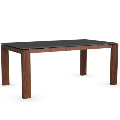 Sigma Glass Extendable Table Frame Finish Walnut Color Stone Grey Leg Finish Stone Grey