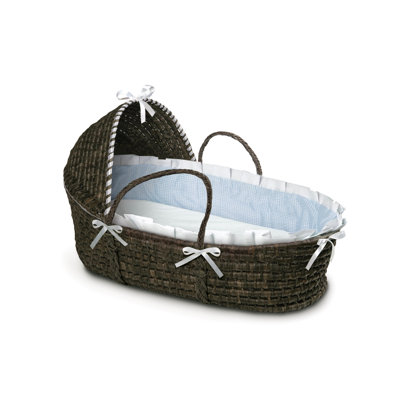 Badger Basket Hooded Moses Basket with Gingham Bedding 965