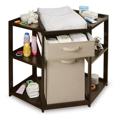 Badger Basket Diaper Corner Baby Changing Table with Hamper and Basket 2208
