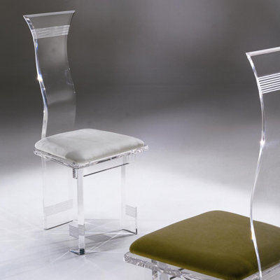 Symphony Lines Acrylic Side Chair Upholstery: Azure