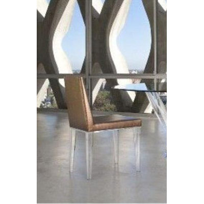 Lineair Acrylic Parsons Chair Upholstery: Moss