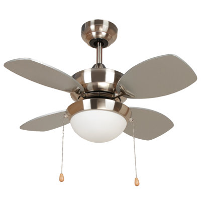 28 Hurricane 4 Blade Ceiling Fan Finish: Bright Brush Nickel