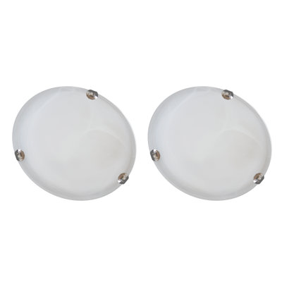 2 Light Flush Mount Finish: Satin Steel Shade Color: Acid Wash