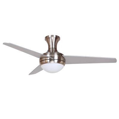 48 Adalyn 3 Blade Ceiling Fan with Remote Finish: Bright Brush Nickel