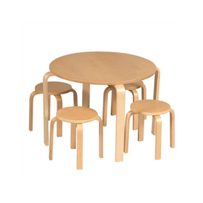 Guidecraft Natural Nordic Kids’ 5 Piece Table & Stool Set G81045