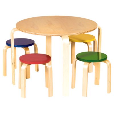Guidecraft Nordic Kids’ 5 Piece Table & Stool Set G81046
