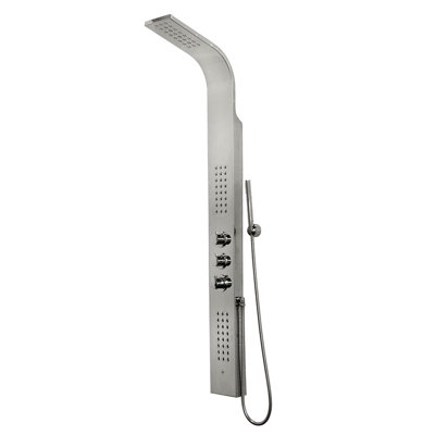VIGO Sutherland Rain Waterfall Shower Panel with Jets and Hand Shower Diverter/Thermostatic VIGO Sutherland Rain Waterfall Shower Panel with Jets and Hand Shower Diverter/Thermostatic