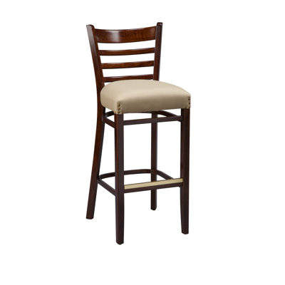 Bar Stool Finish: Natural, Seat Height: 31 inch, Footrest and Nail Trim: Brass