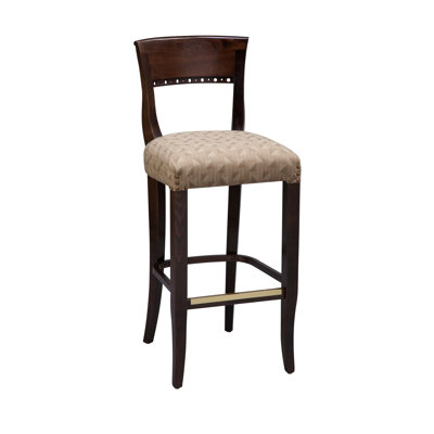 Beidermier Bar Stool Seat Height: 32 inch, Finish: Cherry, Footrest and Nail Trim: Chrome