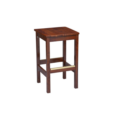 Bar Stool Finish: Dark Walnut, Seat Height: 26 inch, Footrest and Nail Trim: Brass