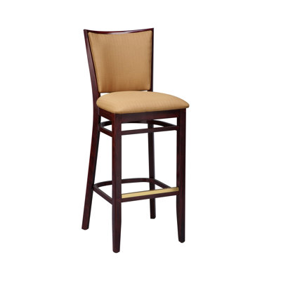 Bar Stool Finish: Natural, Seat Height: 31 inch, Footrest and Nail Trim: Brass