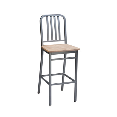 Bar Stool Finish: Silver, Upholstery: Natural Wood, Seat Height: 24 inch