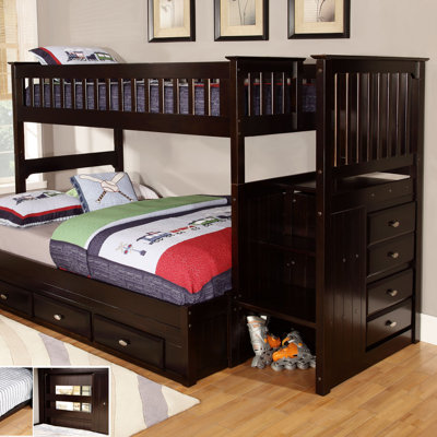 Discovery World Furniture Twin over Full Staircase Bunk Bed 2914-T/F