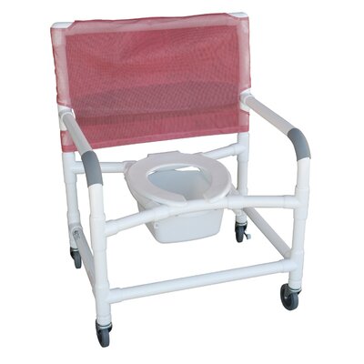 Deluxe Shower Chair Seat Width: 18 (Standard), Feet: Casters, Mesh Color: Royal Blue, Security Belt: Yes image
