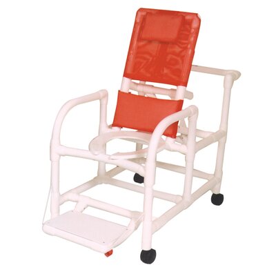 Echo Reclining Shower Chair with Footrest 10 Quart Slide out Commode pail: Without, Color: White image