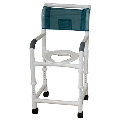 Standard Deluxe Adjustable Height Shower Chair Casters: No Casters, Color: Forest Green image