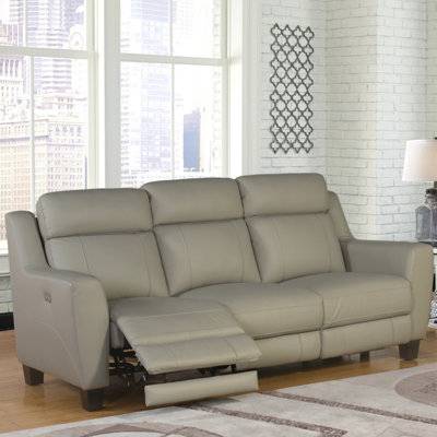 Latitude Run LRUN6041 Florham Top Grain Leather Power Reclining Sofa and Recliner Set