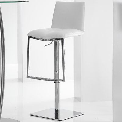 Milano Adjustable Height Swivel Bar Stool Upholstery: White