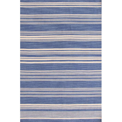 See Cottage Stripe French Blue Wool Rug More Images
