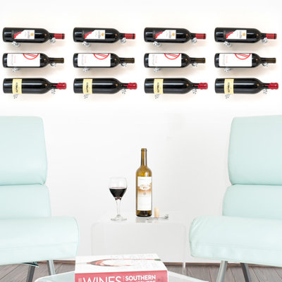 Vino Pins 12 Bottle Wall Mounted Wine Bottle Rack Finish: Milled Aluminum